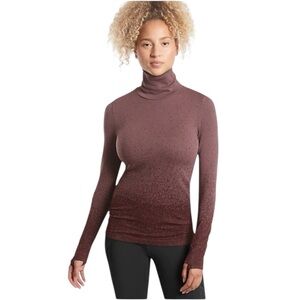 Athleta Flurry Gradient Muted Purple Ribbed Turtleneck L/S Seamless Size Medium